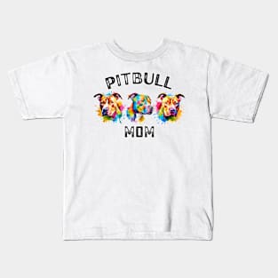 Pitbull Mom Watercolor Kids T-Shirt